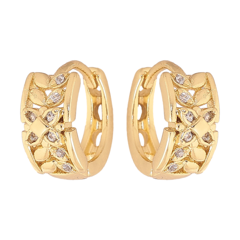 Сережки Xuping колір Позолота 14K колечка "Візерунок з кристалами" фото №1