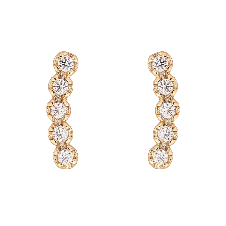 Серьги Xuping цвет Позолота 14K пусеты "Дорожки кристаллов" фото №20