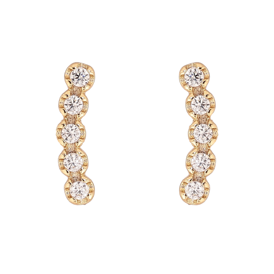 Серьги Xuping цвет Позолота 14K пусеты "Дорожки кристаллов" фото №1