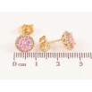 Сережки Xuping колір Позолота 14K пусети "Рожеві кристали в обрамленні" ø 9мм фото №2