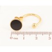 Сережки Xuping TTM Stainless Steel колір 14K пусети-джекети "Чорні круги з дугами" ø 10мм фото №2