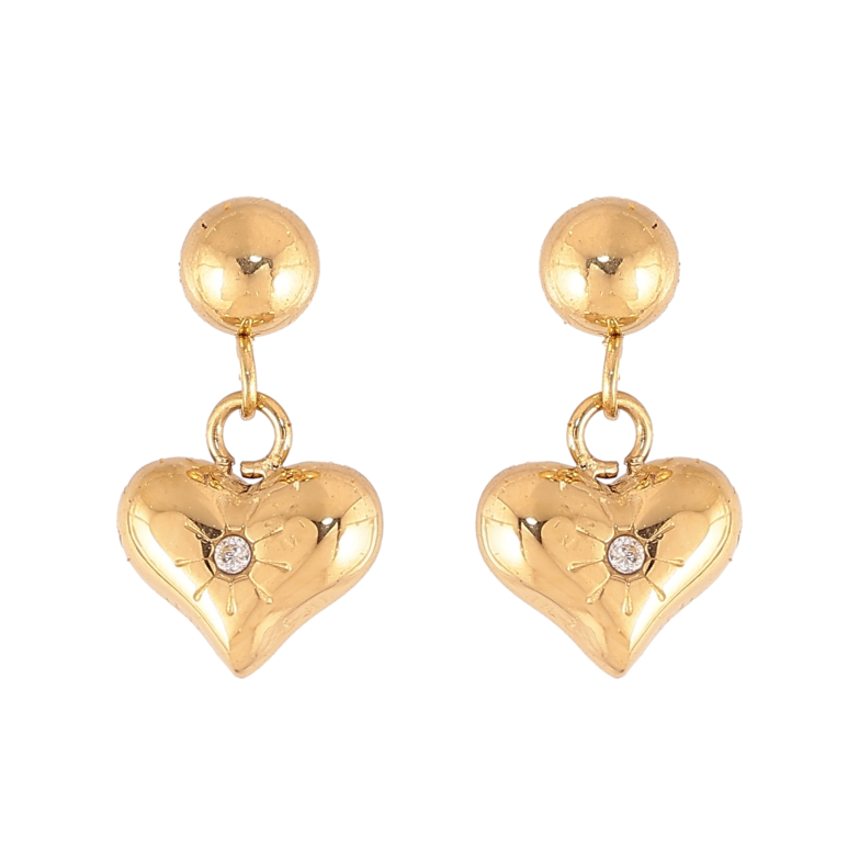 Сережки Xuping TTM Stainless Steel колір 14K пусети "Підвіски з сердечками" фото №1