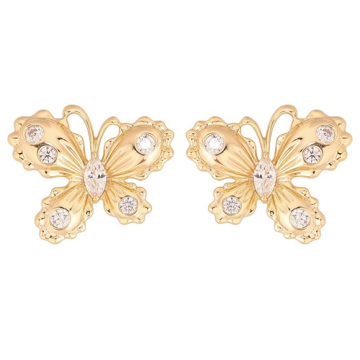 Сережки Xuping колір Позолота 14K пусети "Метелики з кристалами" фото №12