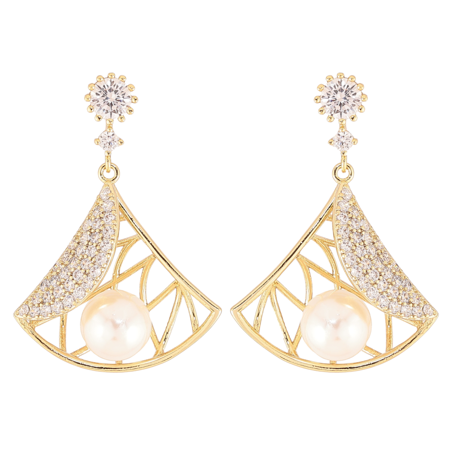 Серьги Xuping цвет Позолота 14K пусеты "Декоративные подвески с жемчужинами"  фото №1