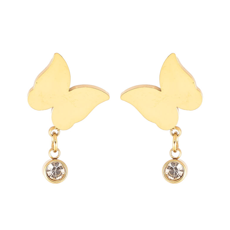 Сережки Xuping TTM Stainless Steel колір 14K пусети "Метелики" фото №2