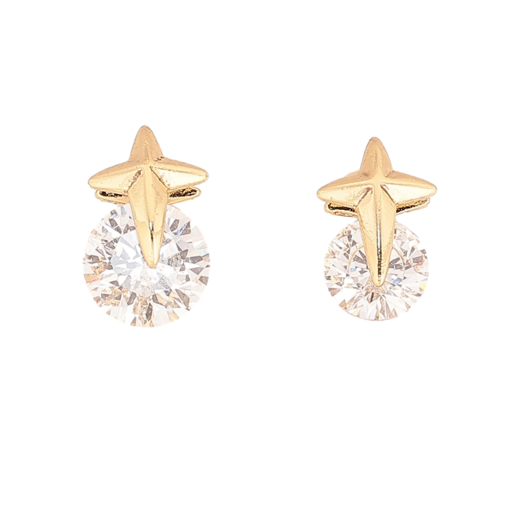 Сережки Xuping колір Позолота 14K пусети "Асиметричні кристали з зірками" фото №13