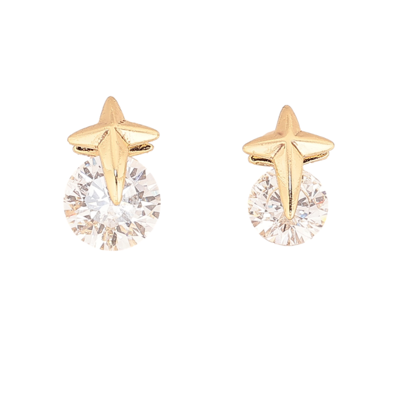 Сережки Xuping колір Позолота 14K пусети "Асиметричні кристали з зірками" фото №1 Сережки Xuping колір Позолота 14K пусети "Асиметричні кристали з зірками" фото №1