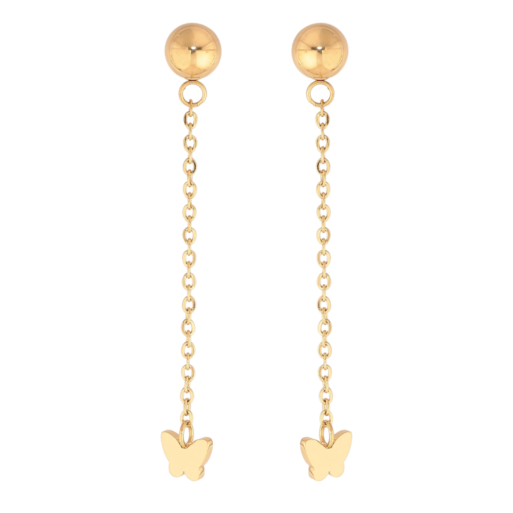 Сережки Xuping TTM Stainless Steel колір 14K пусети "Метелики" фото №2 Сережки Xuping TTM Stainless Steel колір 14K пусети "Метелики" фото №2