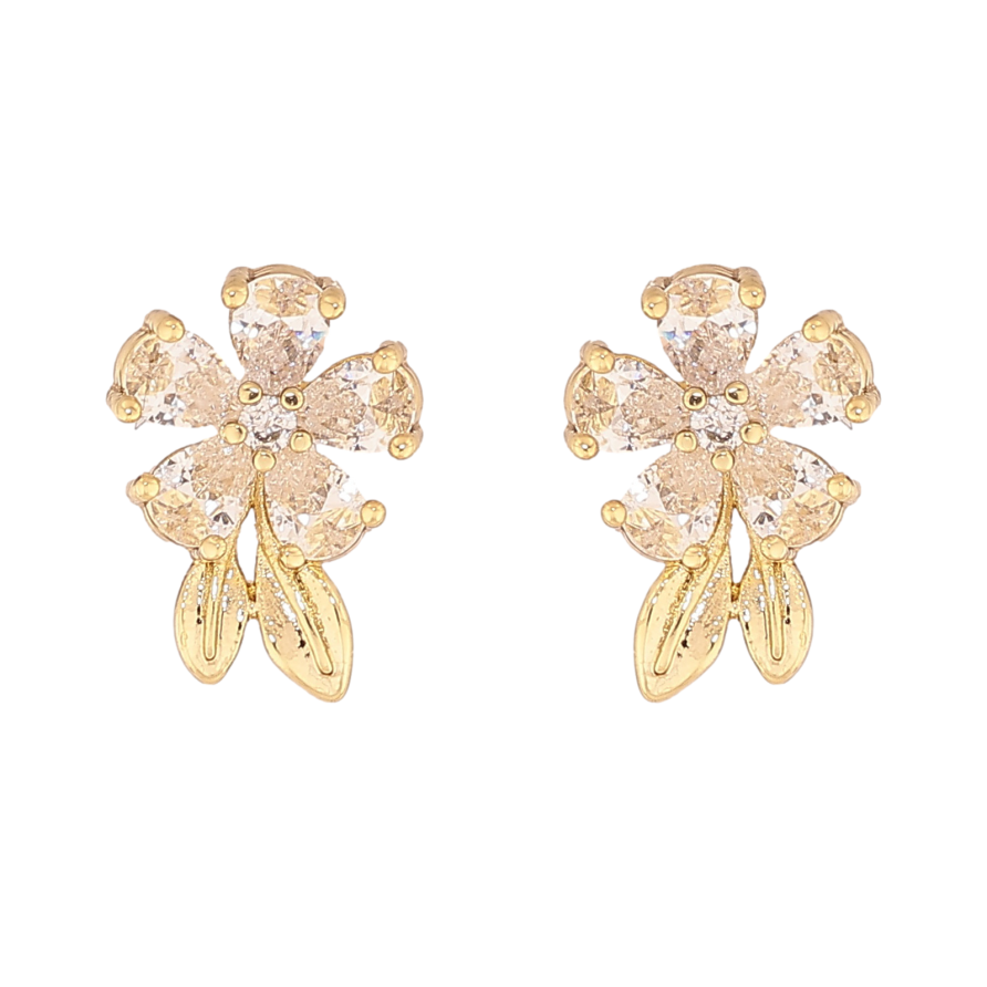 Сережки Xuping колір Позолота 14K пусети "Кристальні кільця" фото №1 Сережки Xuping колір Позолота 14K пусети "Кристальні кільця" фото №1