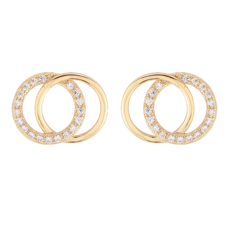 Серьги Xuping цвет Позолота 14K пусеты "Колечки с кристаллами" фото №22