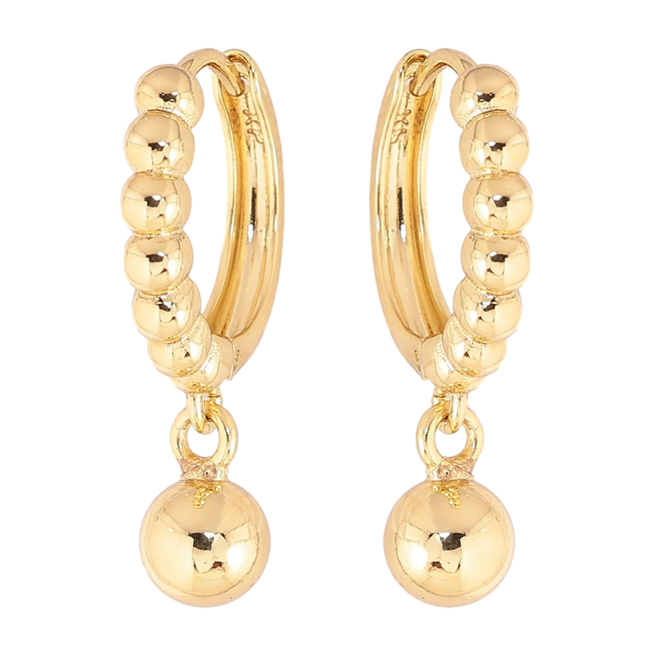 Серьги Xuping цвет Позолота 14K подвески на колечках "Шарики" фото №21