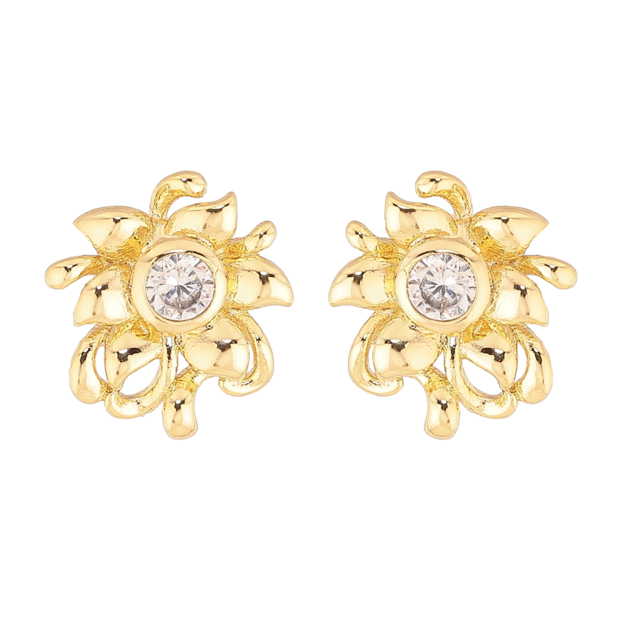 Сережки Xuping колір Позолота 14K пусети "Кристальні квіточки" фото №1 Сережки Xuping колір Позолота 14K пусети "Кристальні квіточки" фото №1