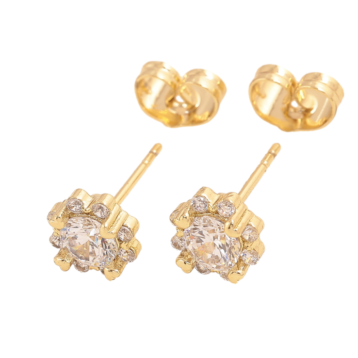 Сережки Xuping колір Позолота 14K пусети "Кристальні квіточки" фото №7 Сережки Xuping колір Позолота 14K пусети "Кристальні квіточки" фото №7