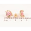 Серьги Xuping цвет Позолота 14K пусеты "Розовые сердечки с бантами и мишками" фото №2