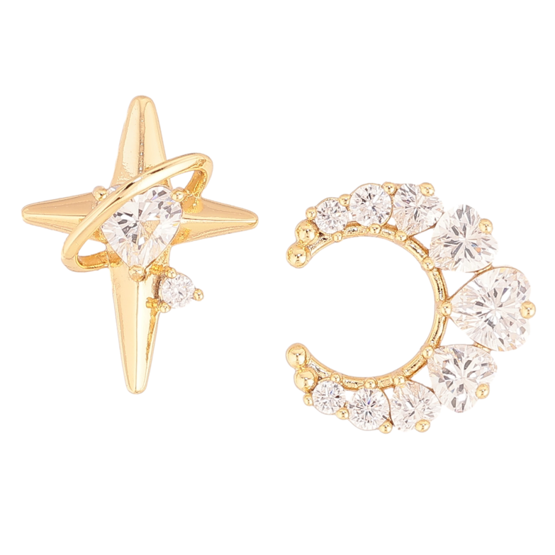 Серьги Xuping цвет Позолота 14K пусеты "Звезда с Луной" фото №1 Серьги Xuping цвет Позолота 14K пусеты "Звезда с Луной" фото №1