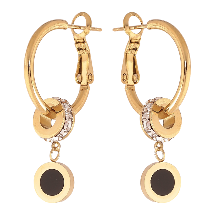 Сережки Xuping TTM Stainless Steel колір 14K італійський замок "Кільця з підвісками" 2 в 1, ø 2см фото №16