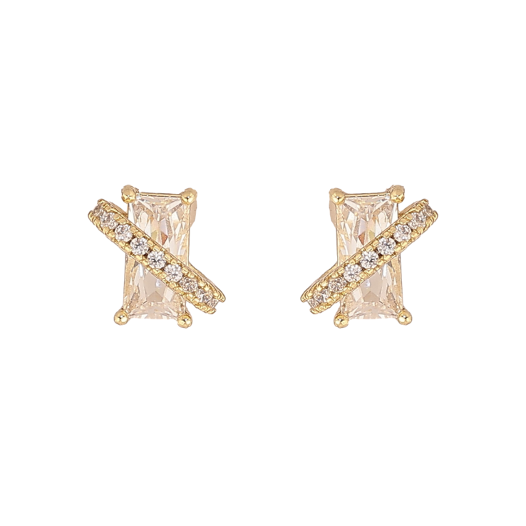 Серьги Xuping цвет Позолота 14K пусеты "Кристаллы"  фото №4