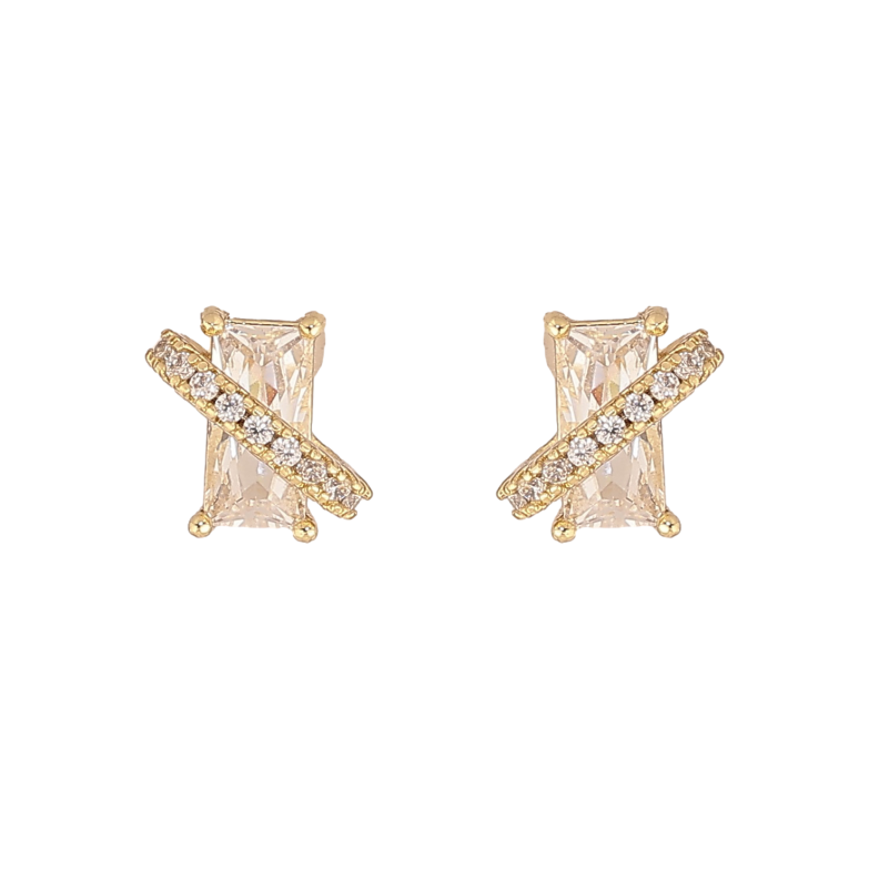 Серьги Xuping цвет Позолота 14K пусеты "Кристаллы"  фото №1