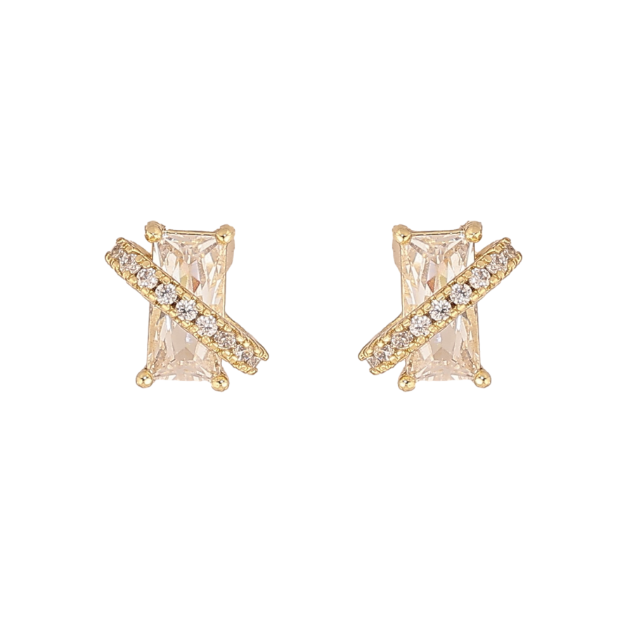 Серьги Xuping цвет Позолота 14K пусеты "Кристаллы"  фото №1