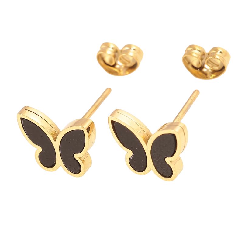 Сережки Xuping TTM Stainless Steel колір 14K пусети "Метелики" фото №1