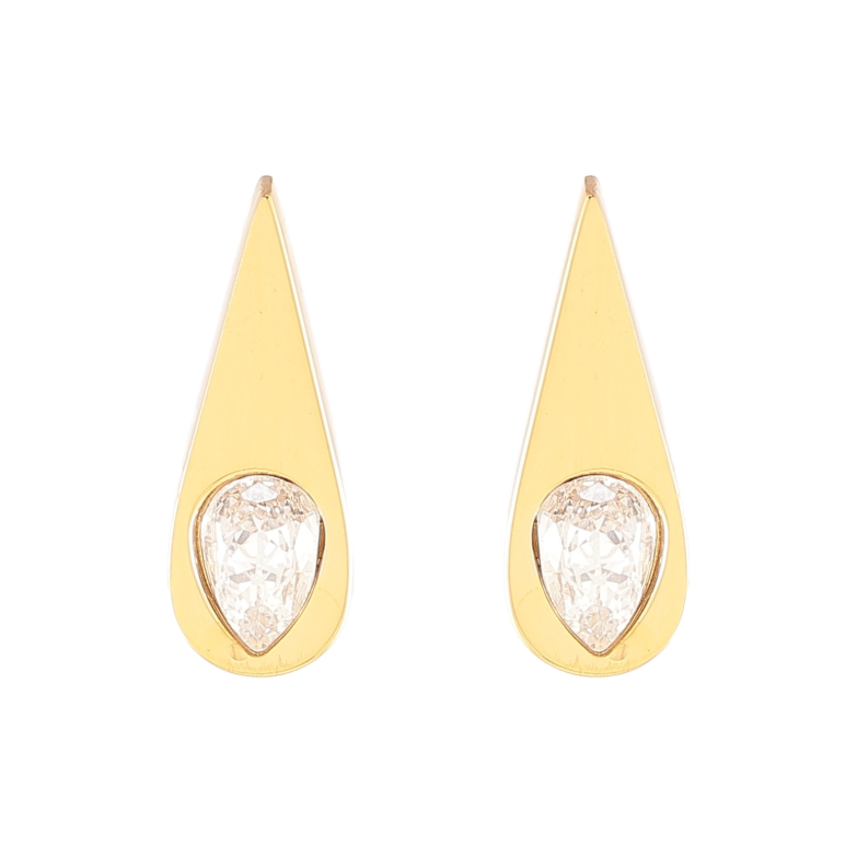 Сережки Xuping TTM Stainless Steel колір 14K пусети "Крапельки з кристалами" фото №3