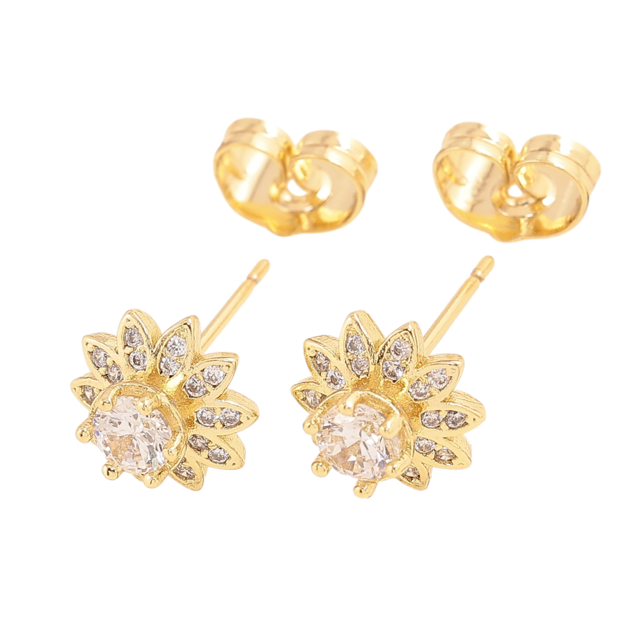 Сережки Xuping колір Позолота 14K пусети "Квіточки з кристалами" фото №1 Сережки Xuping колір Позолота 14K пусети "Квіточки з кристалами" фото №1
