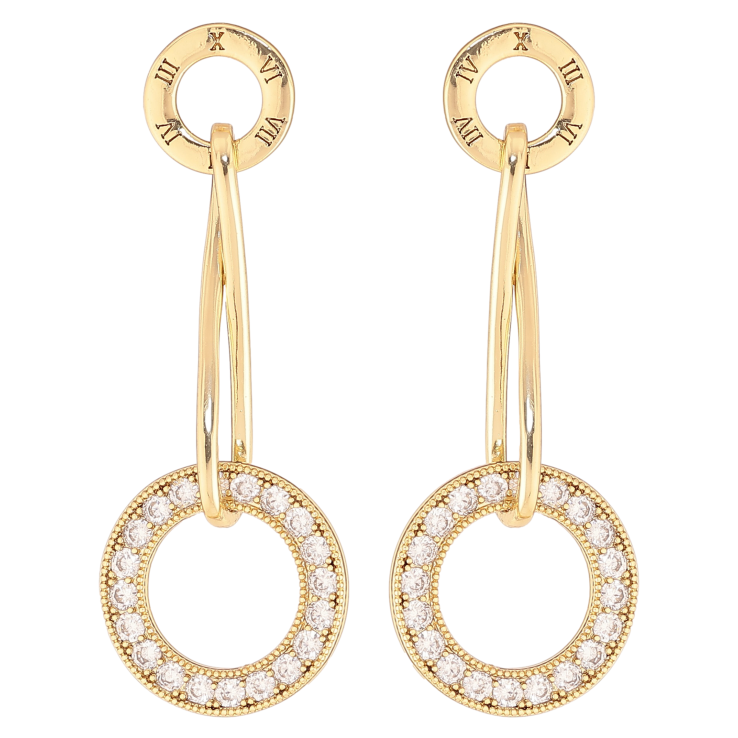 Серьги Xuping цвет Позолота 14K пусеты "Колечки с кристаллами" фото №7