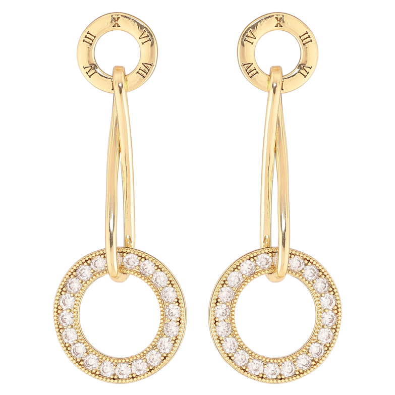 Сережки Xuping колір Позолота 14K пусети "Кільця з кристалами" фото №1