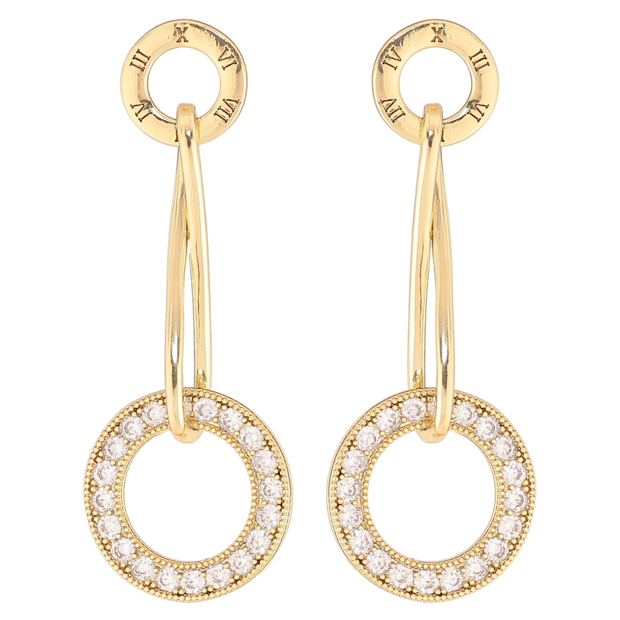 Серьги Xuping цвет Позолота 14K пусеты "Колечки с кристаллами" фото №1