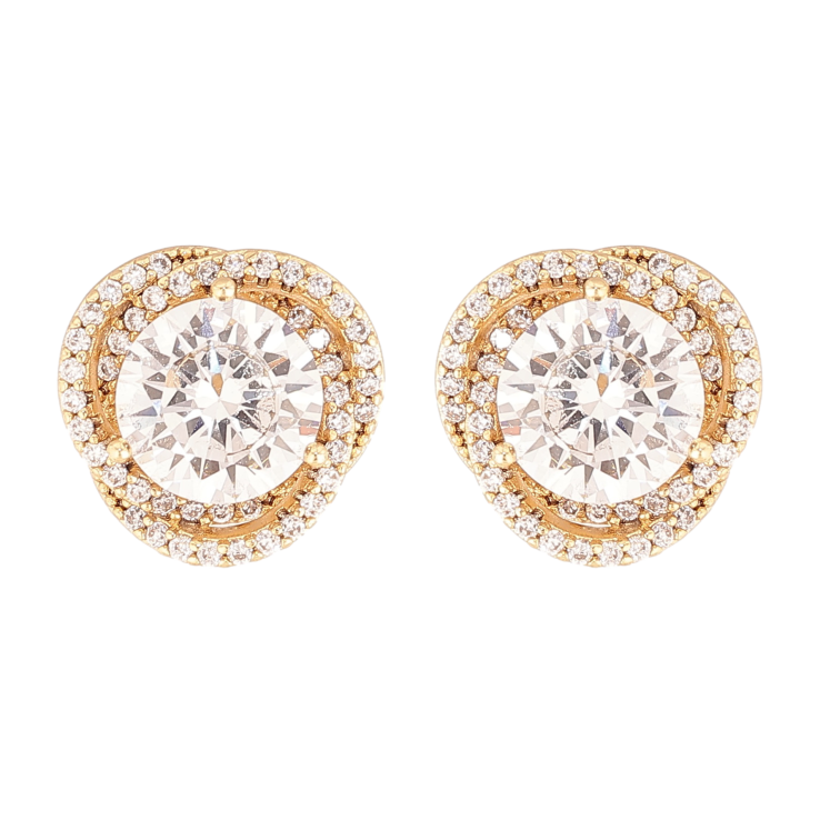 Серьги Xuping цвет Позолота 14K пусеты "Цветочки с кристаллами" фото №13