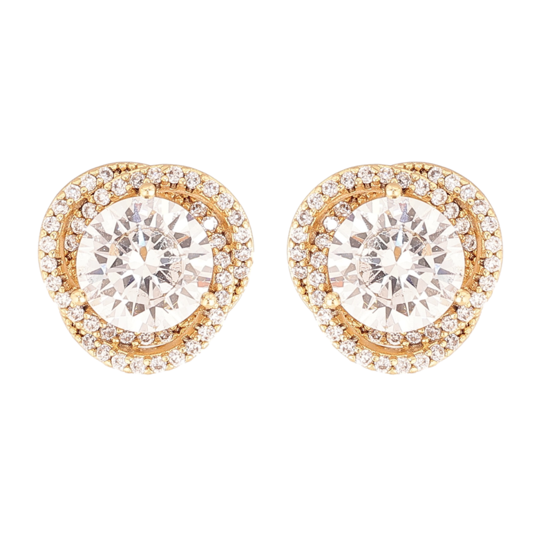 Сережки Xuping колір Позолота 14K пусети "Квіточки з кристалами" фото №1