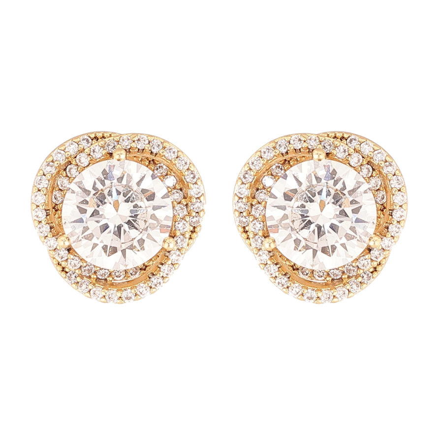 Серьги Xuping цвет Позолота 14K пусеты "Цветочки с кристаллами" фото №1