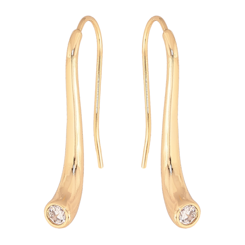 Сережки Xuping колір Позолота 14K французький замок "Візерунок з кристалами" фото №1