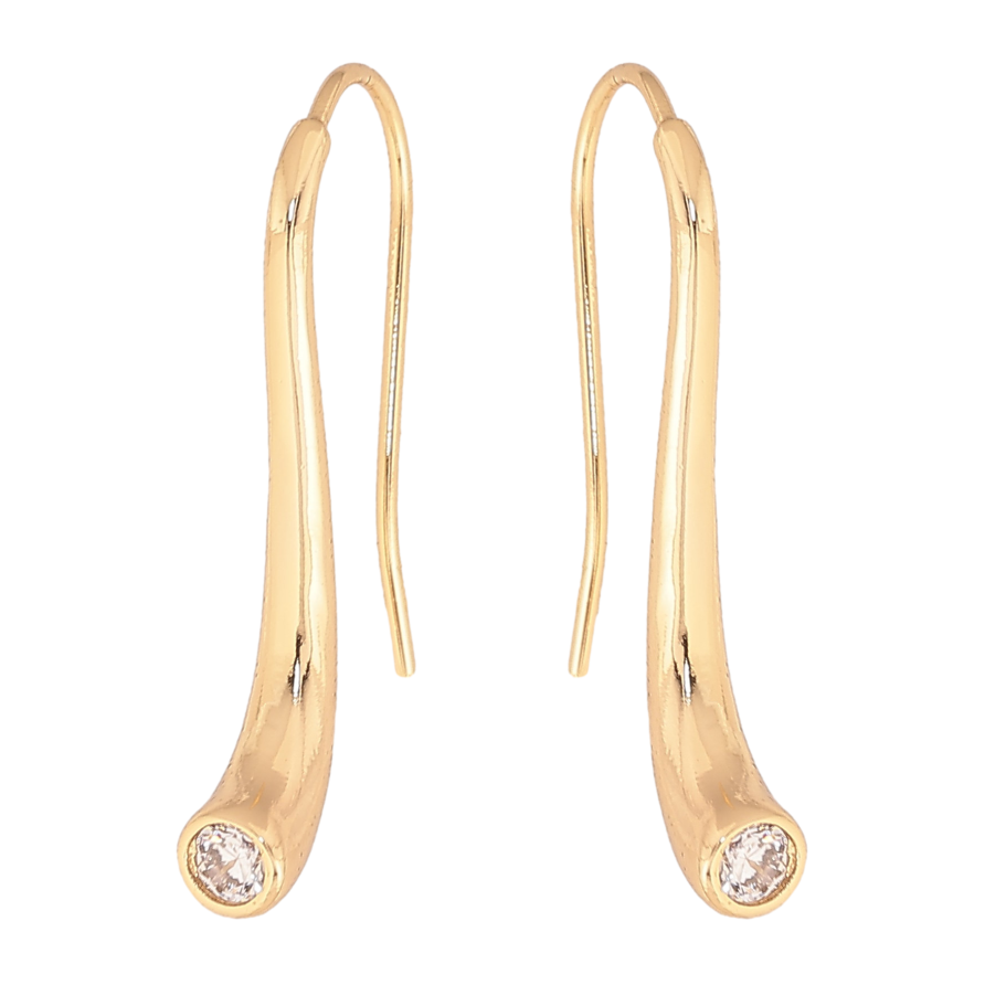 Сережки Xuping колір Позолота 14K французький замок "Візерунок з кристалами" фото №1