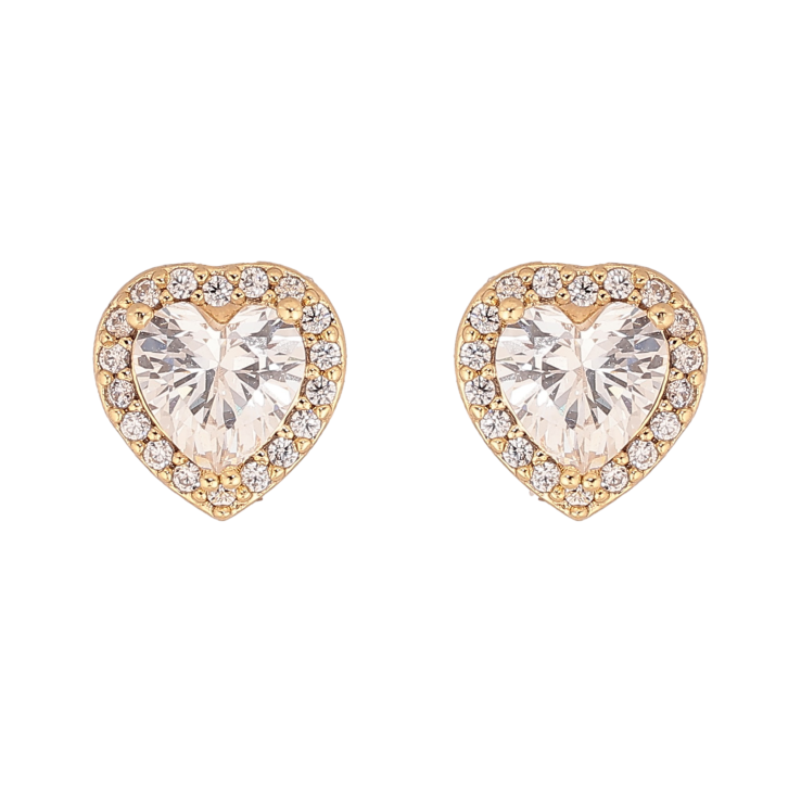 Сережки Xuping колір Позолота 14K пусети "Кристальні серця" фото №11