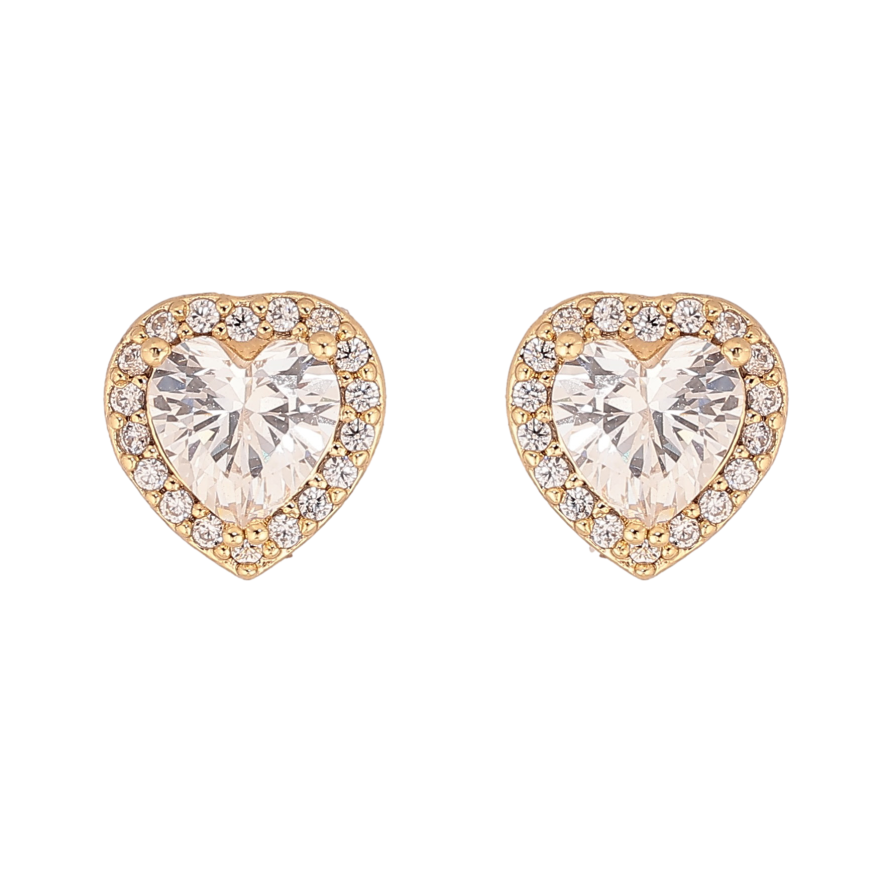 Серьги Xuping цвет Позолота 14K пусеты "Кристальные сердечки" фото №1