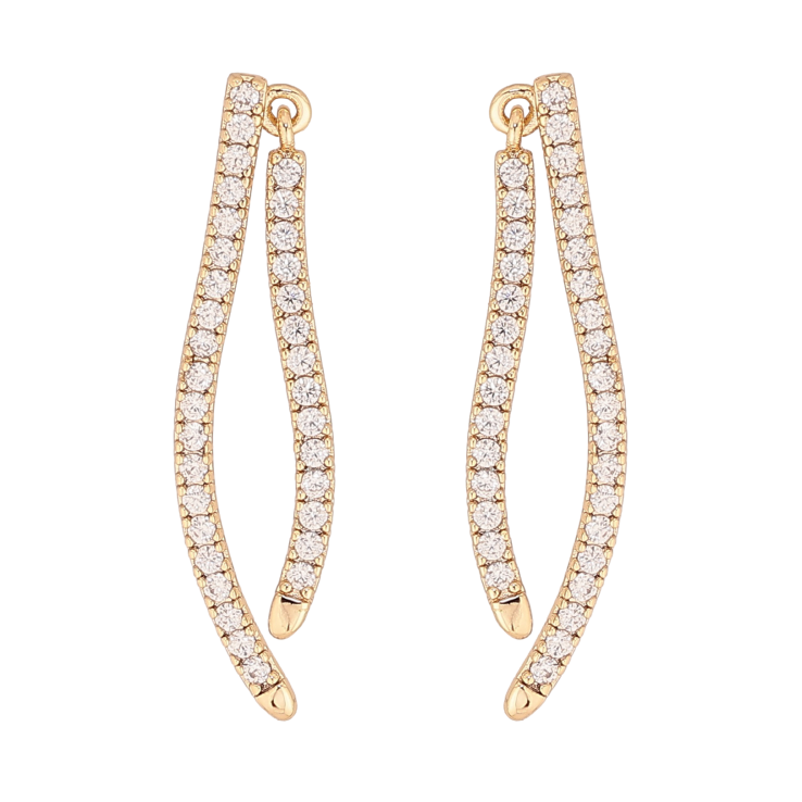 Сережки Xuping колір Позолота 14K пусети "Дорожки кристалів" фото №23