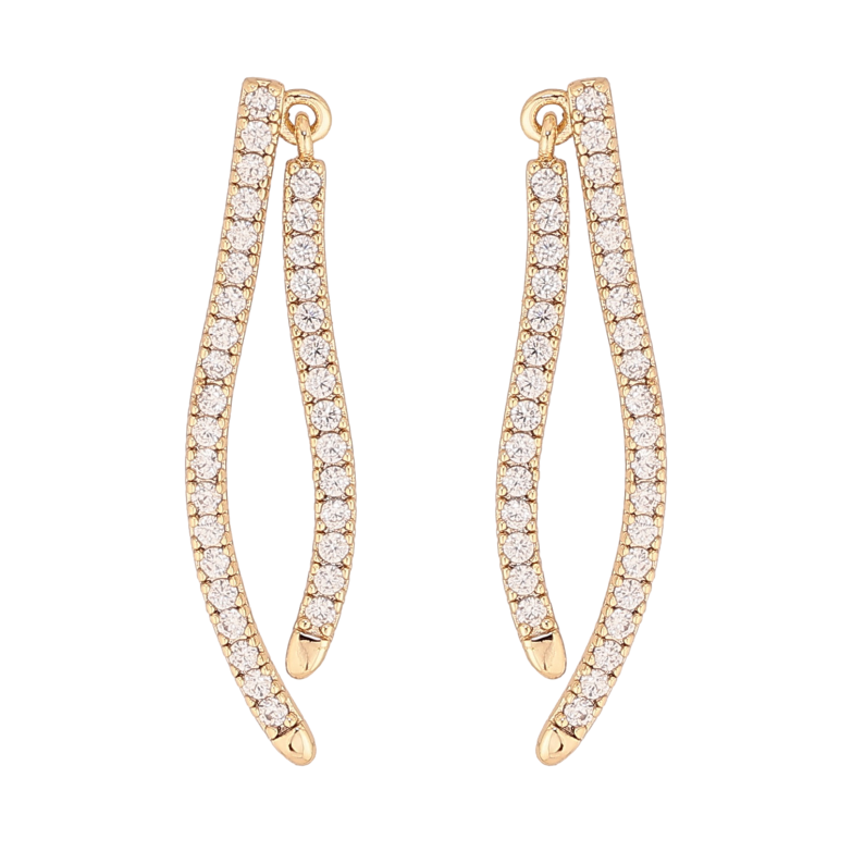 Серьги Xuping цвет Позолота 14K пусеты "Дорожки кристаллов" фото №1 Серьги Xuping цвет Позолота 14K пусеты "Дорожки кристаллов" фото №1