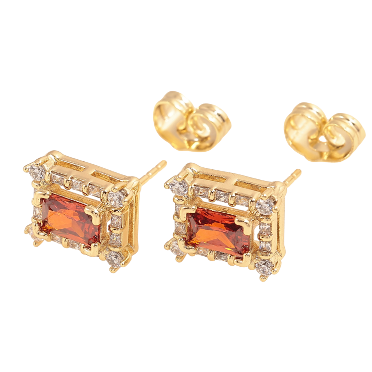 Сережки Xuping колір Позолота 14K пусети "Червоні кристали в обрамленні" фото №22