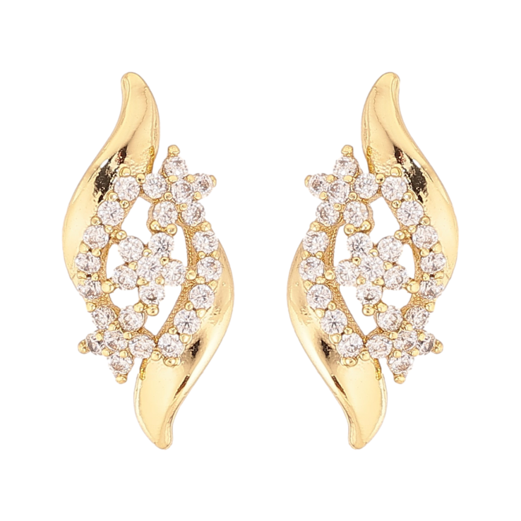Серьги Xuping цвет Позолота 14K пусеты "Узор с кристаллами" фото №5