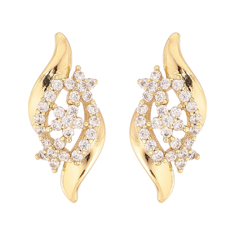 Серьги Xuping цвет Позолота 14K пусеты "Узор с кристаллами" фото №1 Серьги Xuping цвет Позолота 14K пусеты "Узор с кристаллами" фото №1