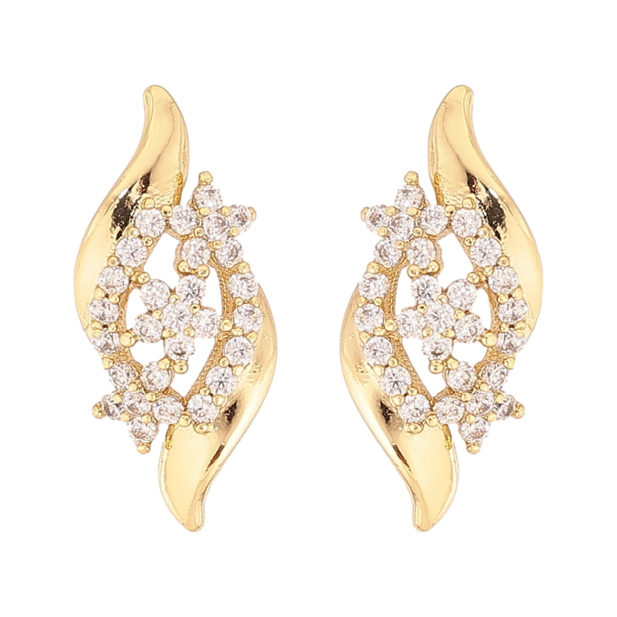 Серьги Xuping цвет Позолота 14K пусеты "Узор с кристаллами" фото №1 Серьги Xuping цвет Позолота 14K пусеты "Узор с кристаллами" фото №1