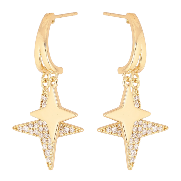 Сережки Xuping колір Позолота 14K пусети "Підвіски зірки з кристалами" фото №18