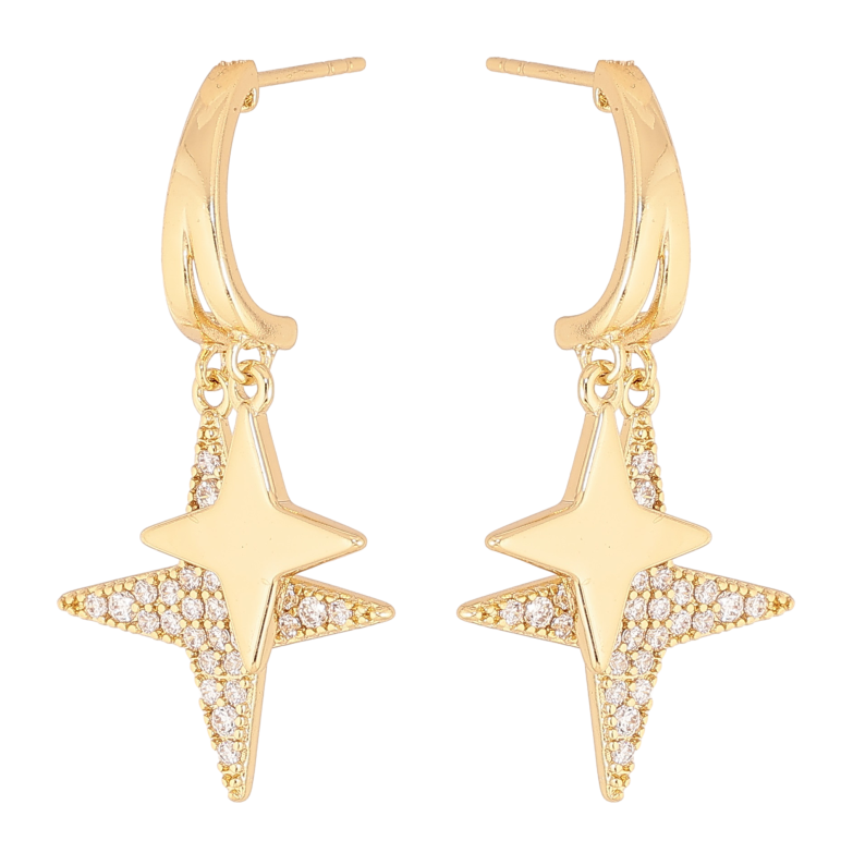 Сережки Xuping колір Позолота 14K пусети "Підвіски зірки з кристалами" фото №1