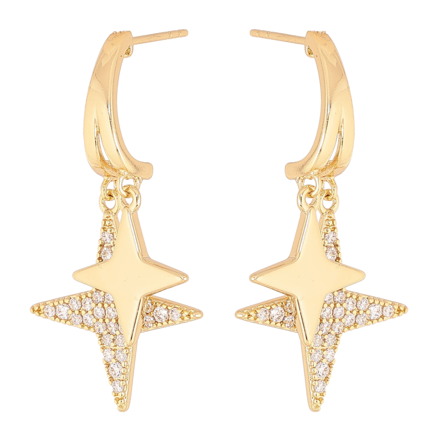 Сережки Xuping колір Позолота 14K пусети "Підвіски зірки з кристалами" фото №1