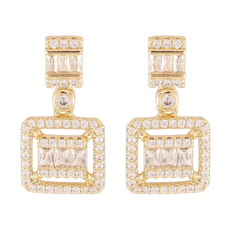 Серьги Xuping цвет Позолота 14K пусеты "Инкрустация кристаллами" фото №7