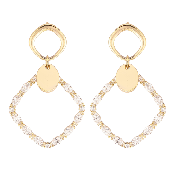 Сережки Xuping колір Позолота 14K пусети "Кристальні підвіски" фото №3 Сережки Xuping колір Позолота 14K пусети "Кристальні підвіски" фото №3