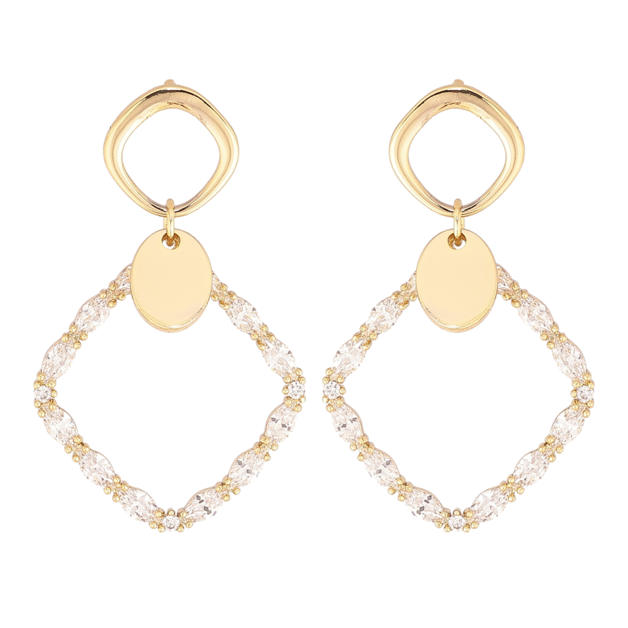 Сережки Xuping колір Позолота 14K пусети "Кристальні підвіски" фото №1 Сережки Xuping колір Позолота 14K пусети "Кристальні підвіски" фото №1