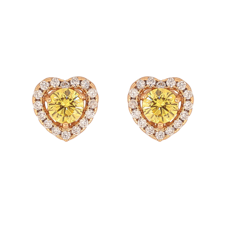 Сережки Xuping колір Позолота 18К пусети "Сердечки з жовтими кристалами" фото №1 Сережки Xuping колір Позолота 18К пусети "Сердечки з жовтими кристалами" фото №1