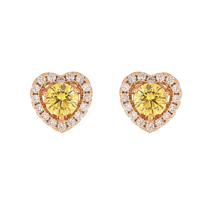 Сережки Xuping колір Позолота 18К пусети "Сердечки з жовтими кристалами" фото №1 Сережки Xuping колір Позолота 18К пусети "Сердечки з жовтими кристалами" фото №1